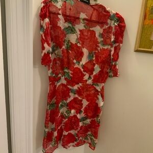 The Kooples Red and Green Floral Dress